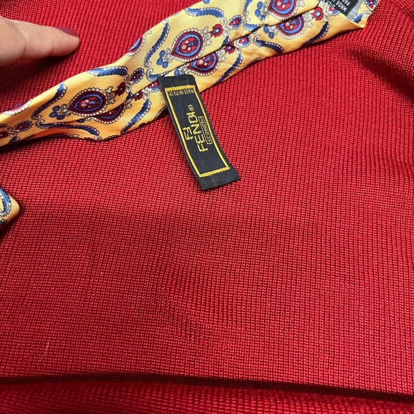 ✨ Fendi Vintage Silk Tie – Cream & Blue Paisley Print ✨ - Picture 3 of 6